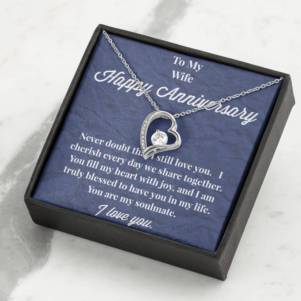 Happy Anniversary To My Wife Forever Love Necklace - Wedding Anniversary Gift - Necklace for Wife