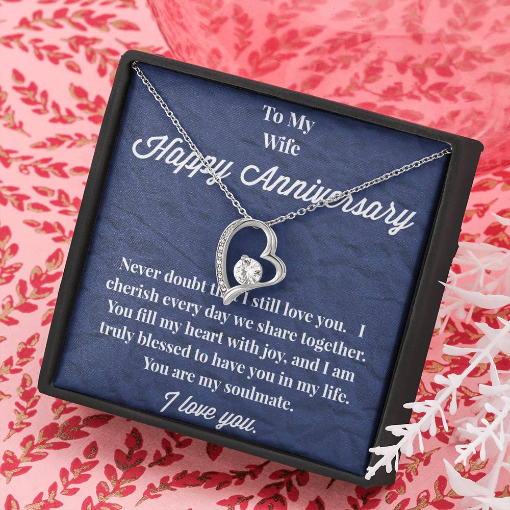 Happy Anniversary To My Wife Forever Love Necklace - Wedding Anniversary Gift - Necklace for Wife