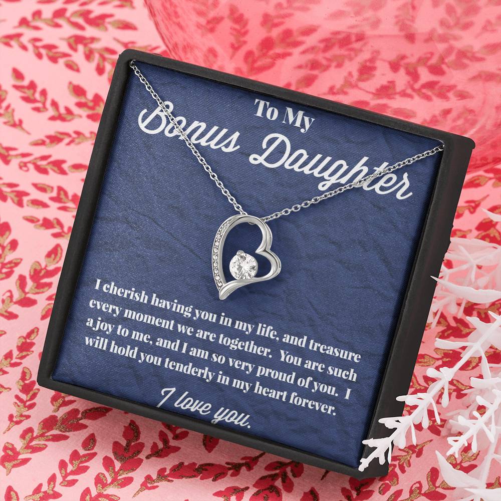 To My Bonus Daughter Forever Love Necklace, Stepdaughter Necklace, Bonus Daughter Jewelry, Nonbiological Daughter Necklace