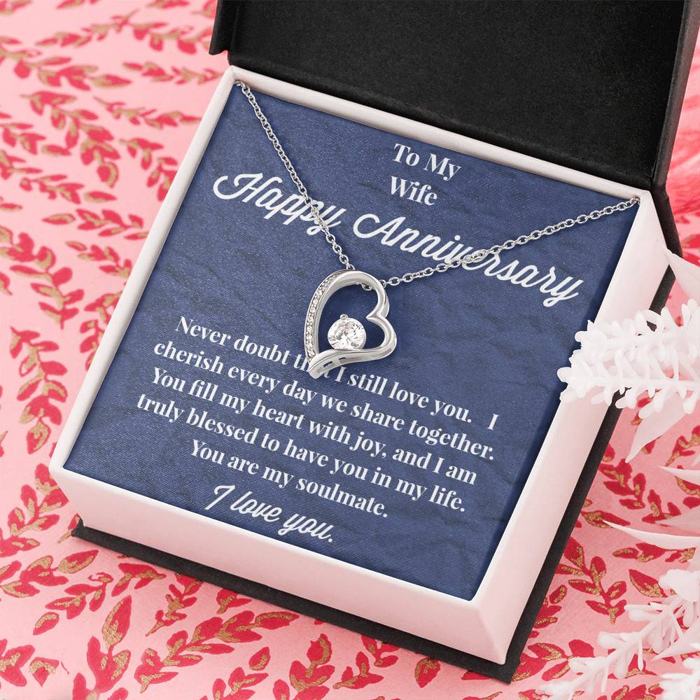 Happy Anniversary To My Wife Forever Love Necklace - Wedding Anniversary Gift - Necklace for Wife