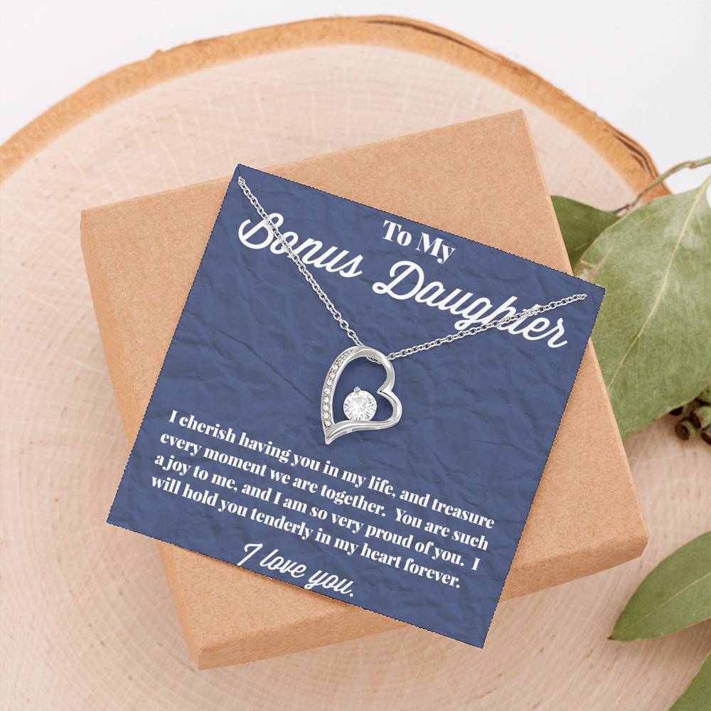 To My Bonus Daughter Forever Love Necklace, Stepdaughter Necklace, Bonus Daughter Jewelry, Nonbiological Daughter Necklace