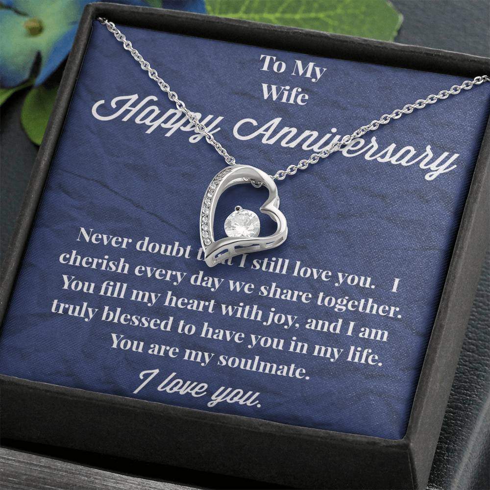Happy Anniversary To My Wife Forever Love Necklace - Wedding Anniversary Gift - Necklace for Wife
