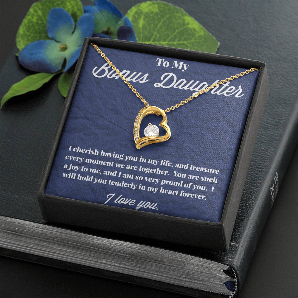 To My Bonus Daughter Forever Love Necklace, Stepdaughter Necklace, Bonus Daughter Jewelry, Nonbiological Daughter Necklace