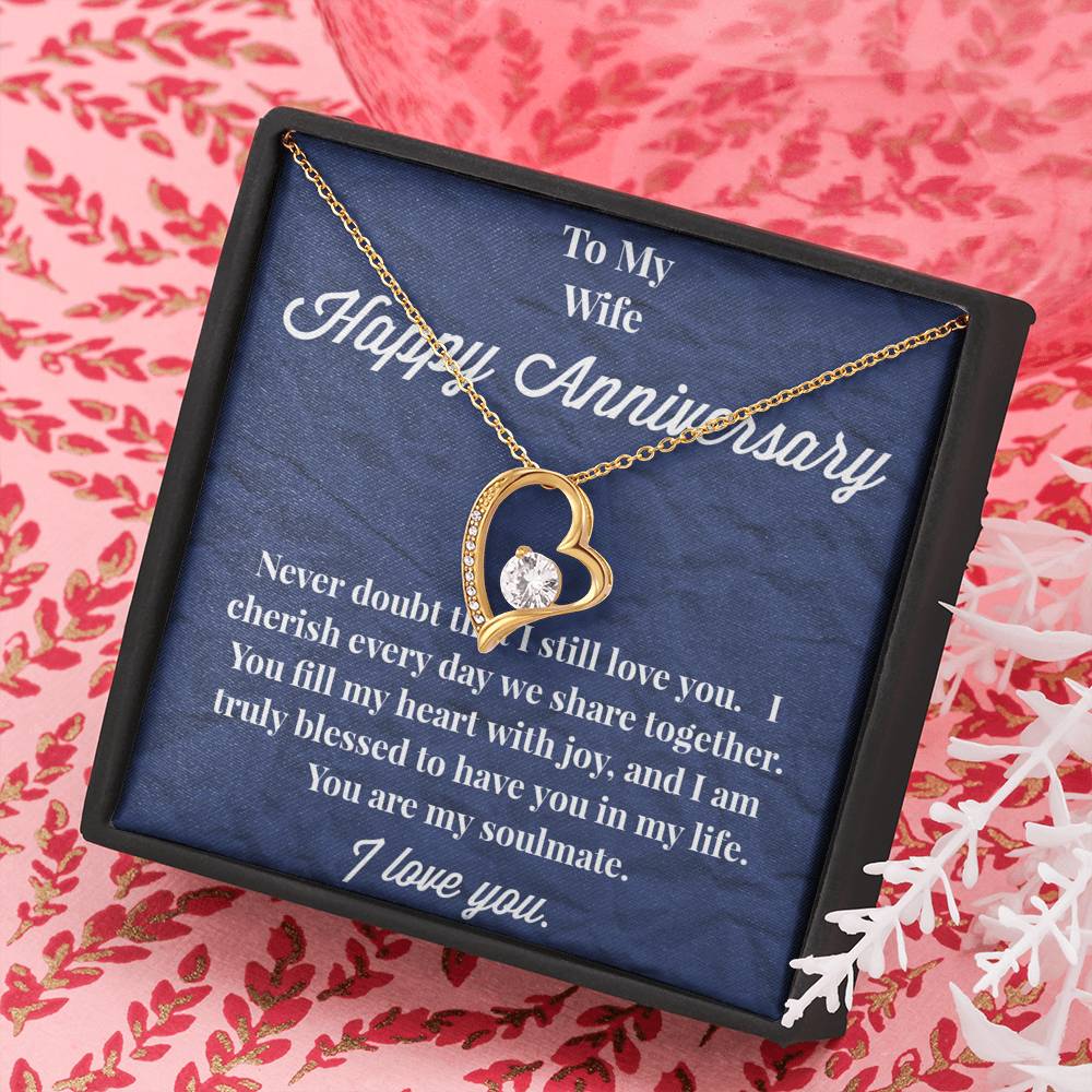 Happy Anniversary To My Wife Forever Love Necklace - Wedding Anniversary Gift - Necklace for Wife