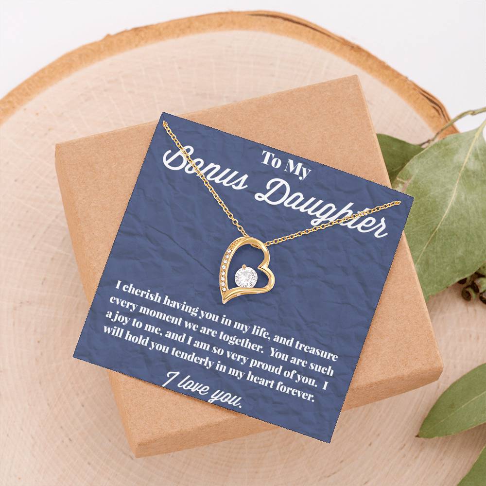 To My Bonus Daughter Forever Love Necklace, Stepdaughter Necklace, Bonus Daughter Jewelry, Nonbiological Daughter Necklace