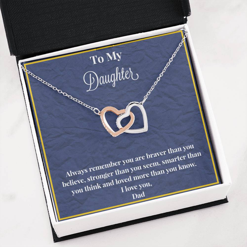 To My Daughter Always Remember Interlocking Hearts Necklace