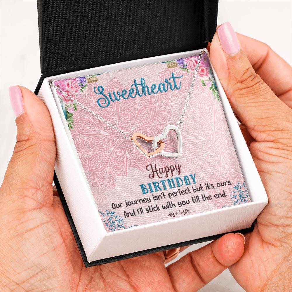 Happy Birthday Necklace - Interlocking Hearts Pendant