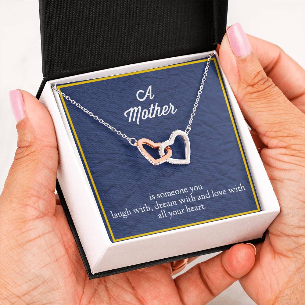 A Mother Is Someone You Love With All Your Heart Interlocking Hearts Necklace