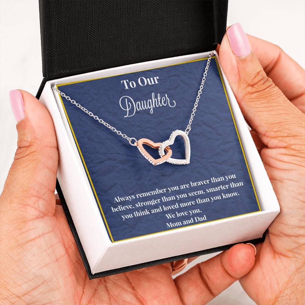 To Our Daughter Always Remember Interlocking Hearts Necklace