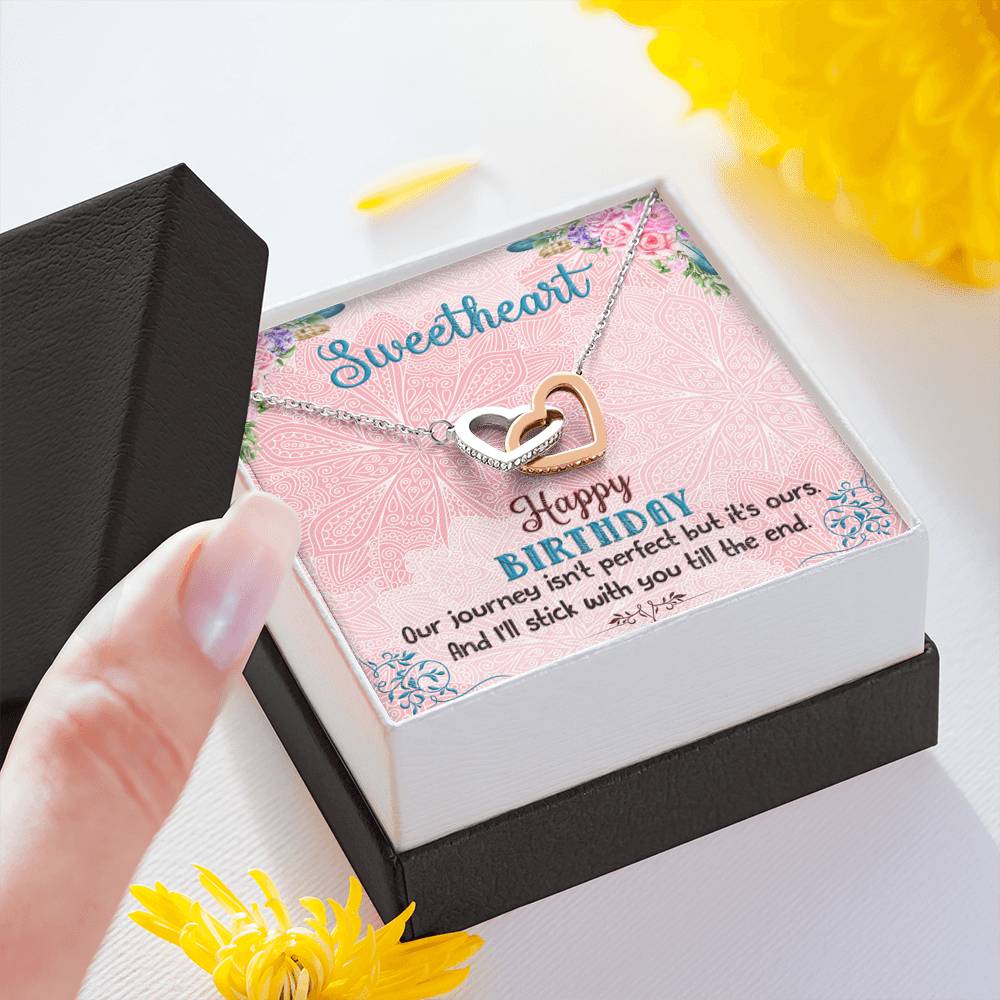 Happy Birthday Necklace - Interlocking Hearts Pendant