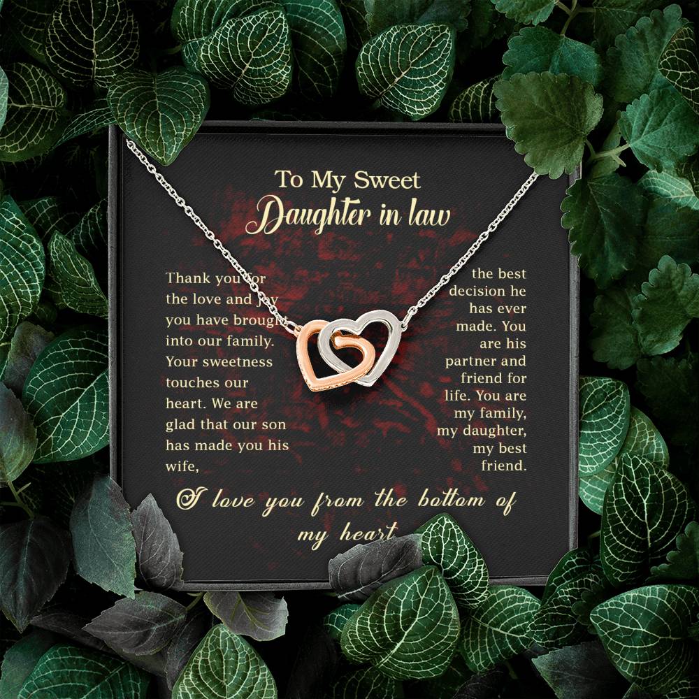 To My Sweet Daughter in Law Interlocking Hearts Necklace