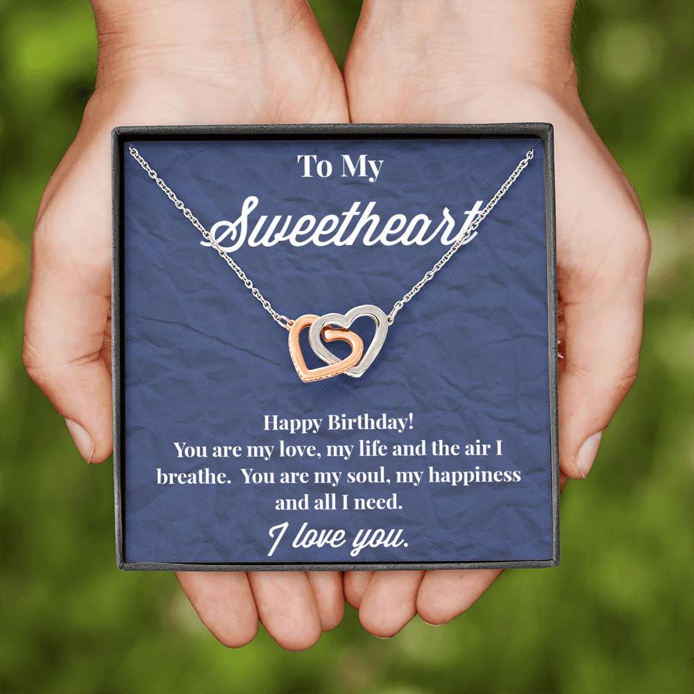 Happy Birthday To My Sweetheart Interlocking Hearts Necklace - Jewelry for Wife - Necklace for Wife