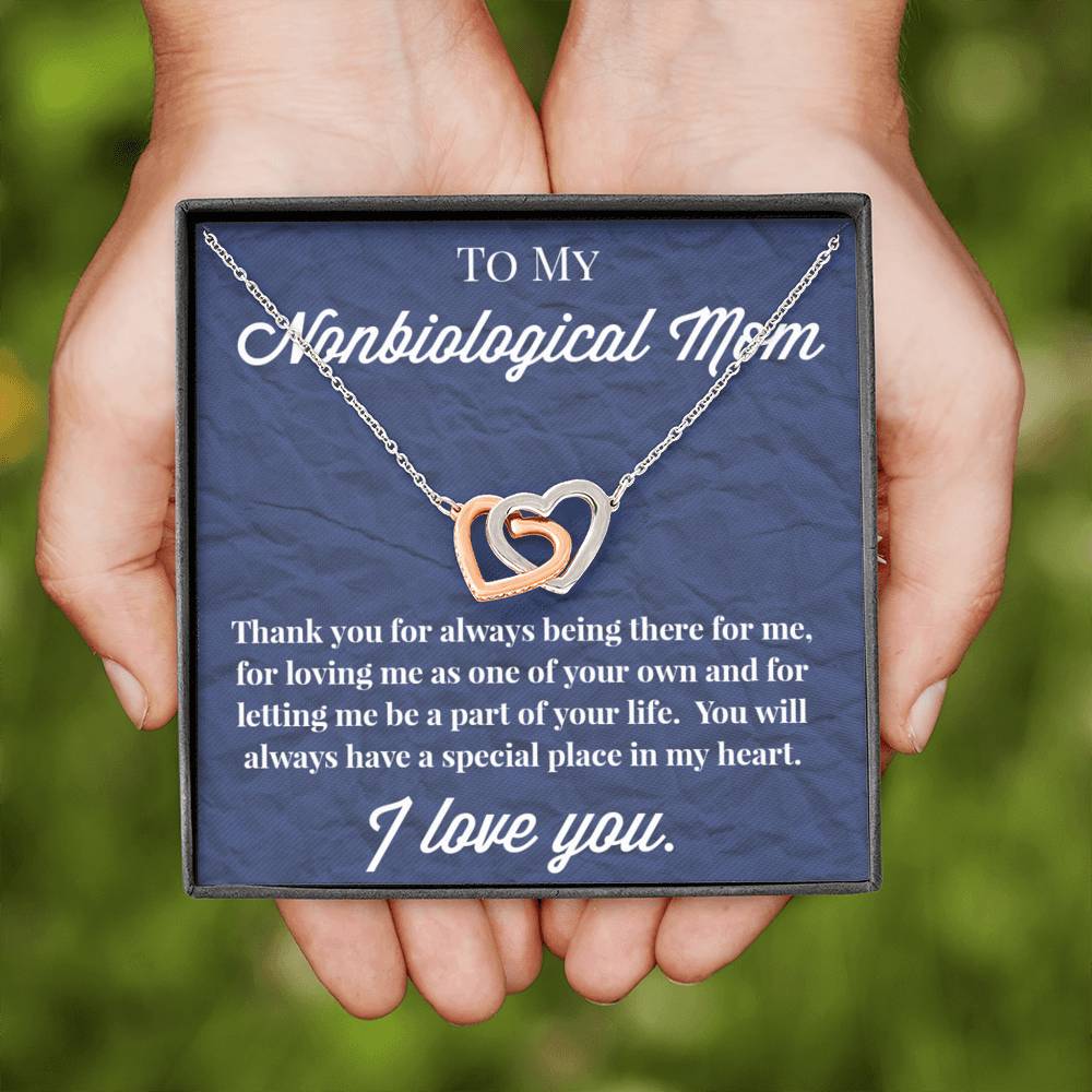 To My Nonbiological Mom Interlocking Hearts Necklace, Bonus Mom Necklace, Stepmom Necklace, Bonus Mom Jewelry
