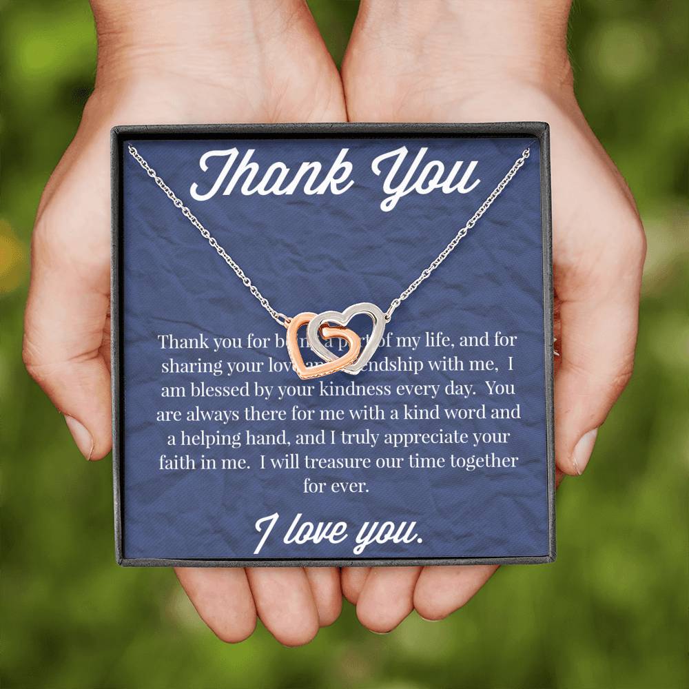 Thank You Interlocking Hearts Necklace