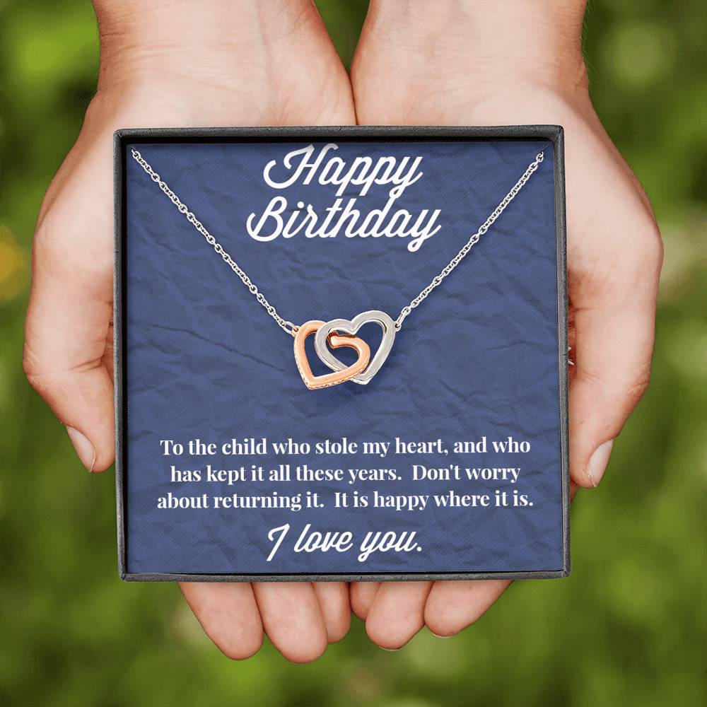 Happy Birthday Interlocking Hearts Necklace
