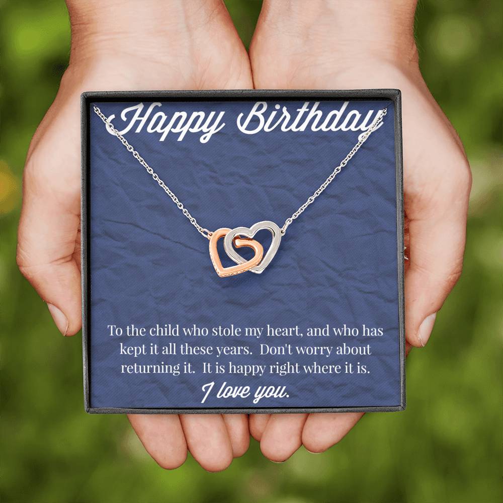 Happy Birthday Interlocking Hearts Necklace