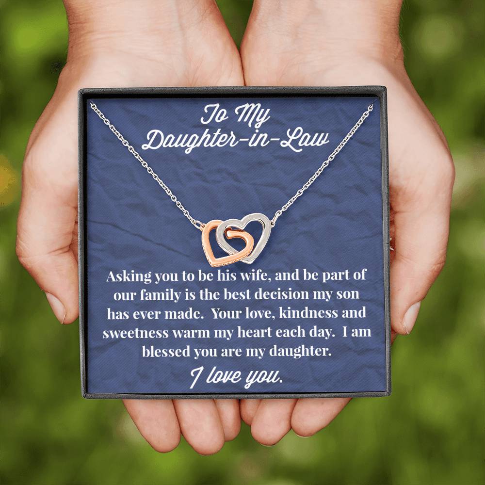 To My Daughter-in-Law Interlocking Hearts Necklace - Gift for Daughter- Necklace for Daughter-in-Law