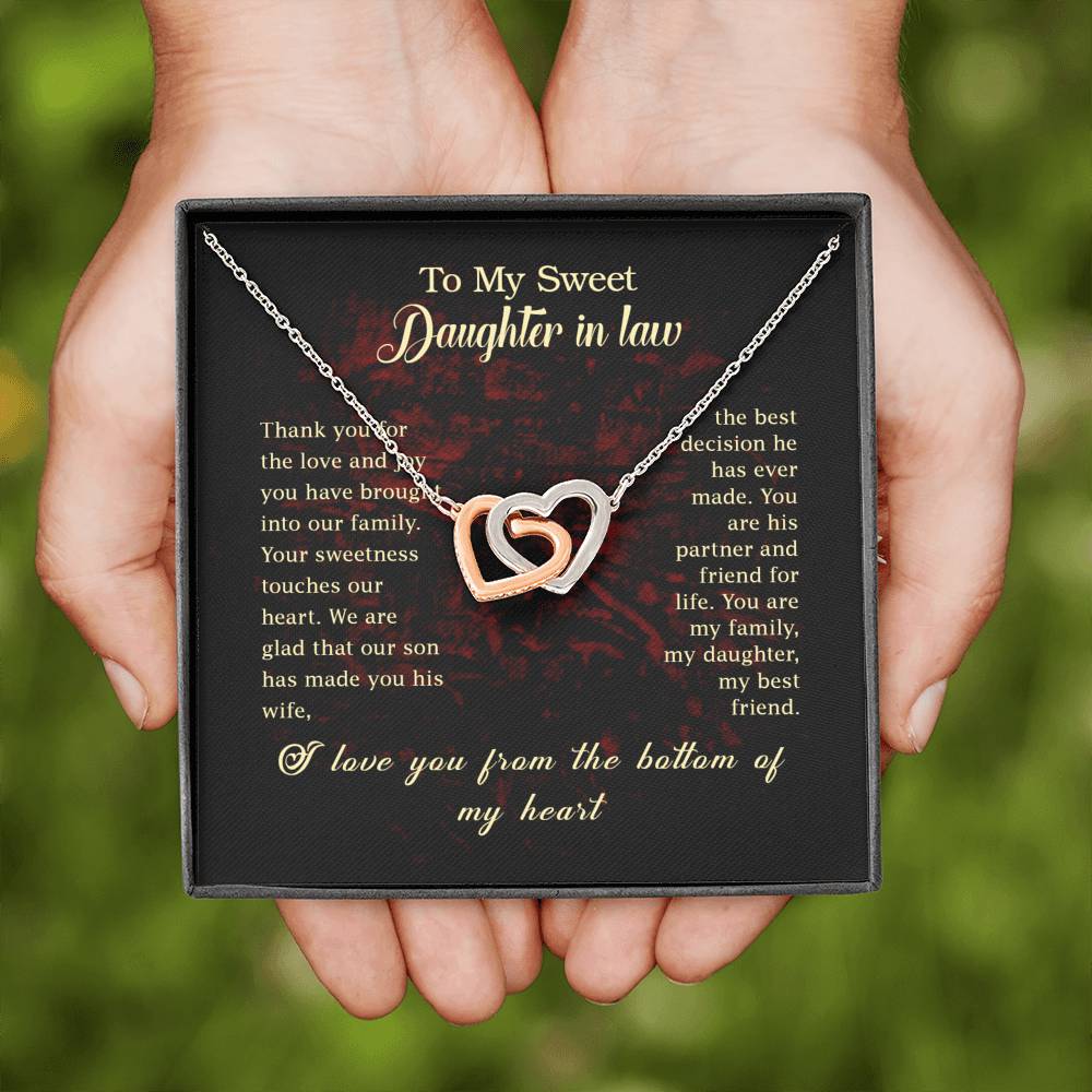 To My Sweet Daughter in Law Interlocking Hearts Necklace