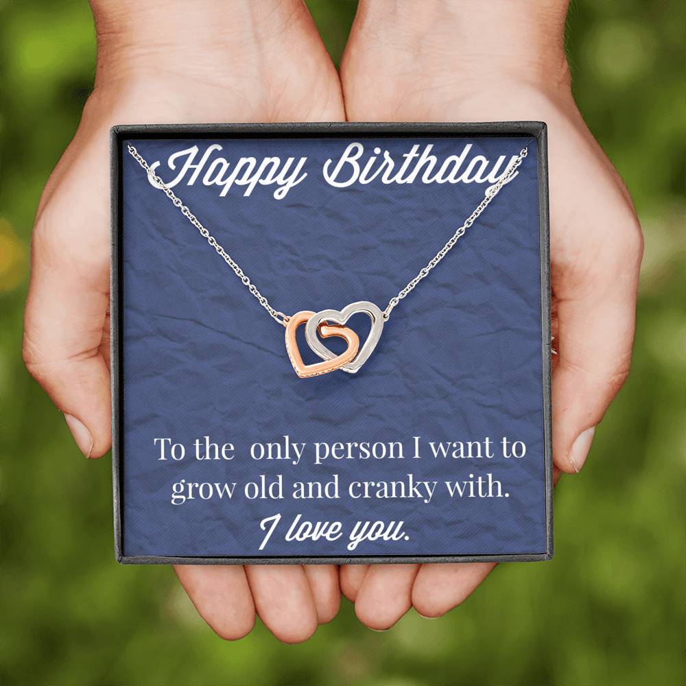 Happy Birthday Interlocking Hearts Necklace