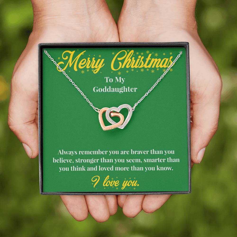 Merry Christmas To My Goddaughter - Interlocking Hearts Necklace - Christmas Gift for Goddaughter - Necklace for Goddaughter