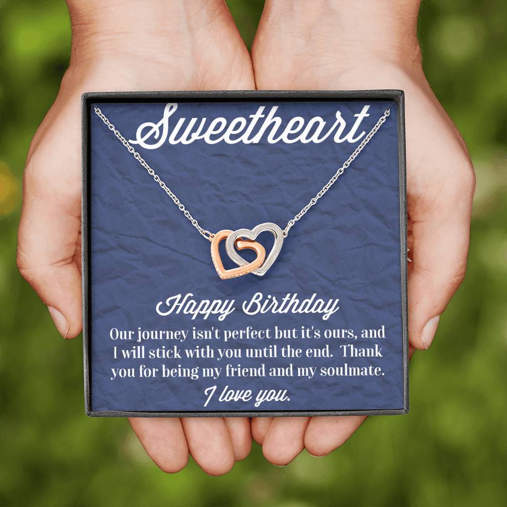 Happy Birthday Interlocking Hearts Necklace
