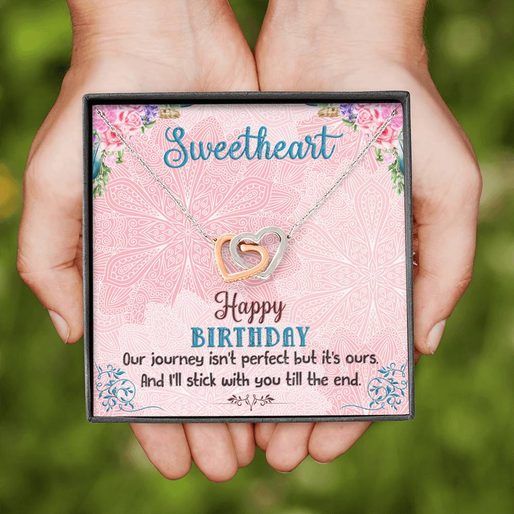 Happy Birthday Necklace - Interlocking Hearts Pendant