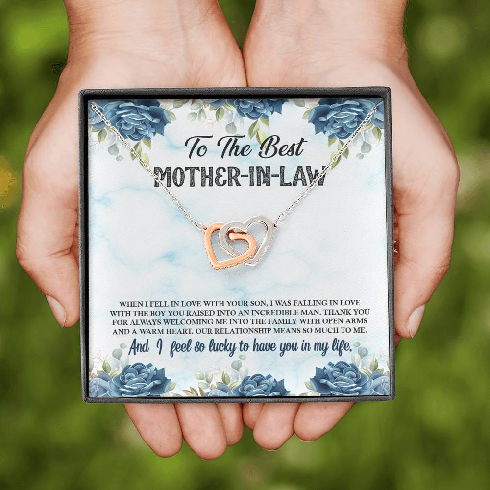 To The Best Mother-In-Law Interlocking Hearts Necklace