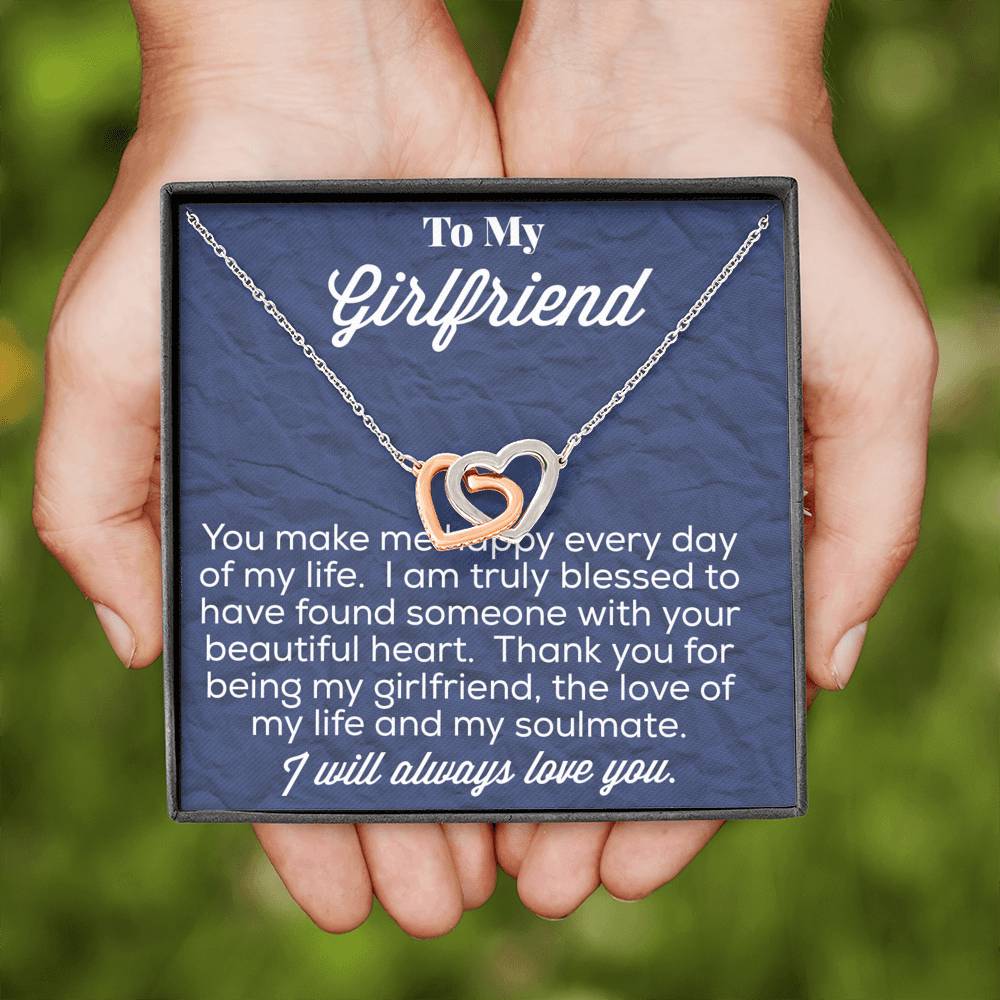 To My Girlfriend Interlocking Hearts Necklace