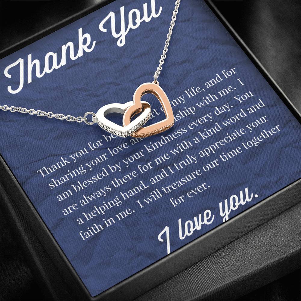 Thank You Interlocking Hearts Necklace