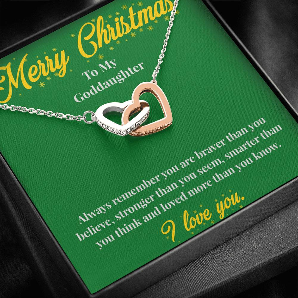 Merry Christmas To My Goddaughter - Interlocking Hearts Necklace - Christmas Gift for Goddaughter - Necklace for Goddaughter