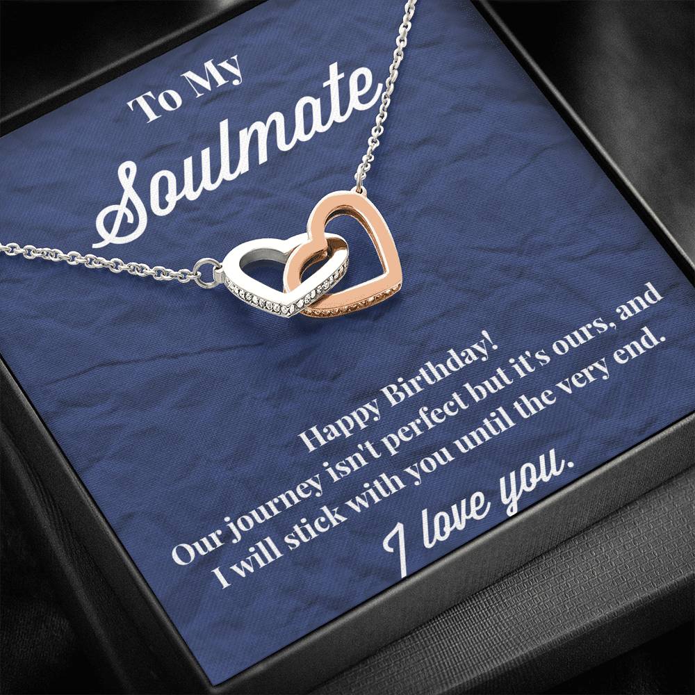 Happy Birthday To My Soulmate Interlocking Hearts Necklace - Jewelry for Wife - Necklace for Wife