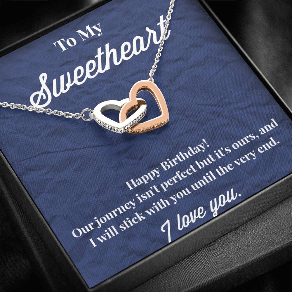 Happy Birthday To My Sweetheart Interlocking Hearts Necklace - Sweetheart Necklace - Jewelry for Wife - Necklace for Wife