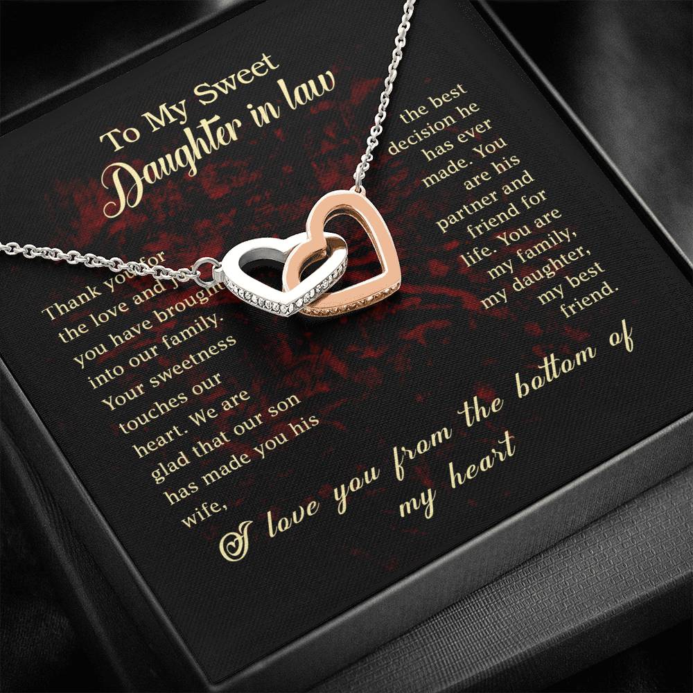 To My Sweet Daughter in Law Interlocking Hearts Necklace