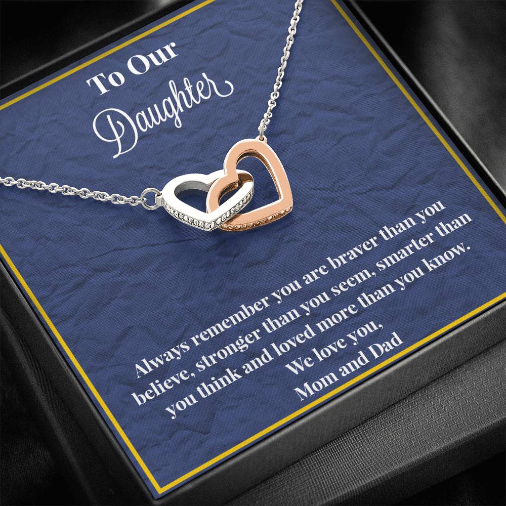 To Our Daughter Always Remember Interlocking Hearts Necklace