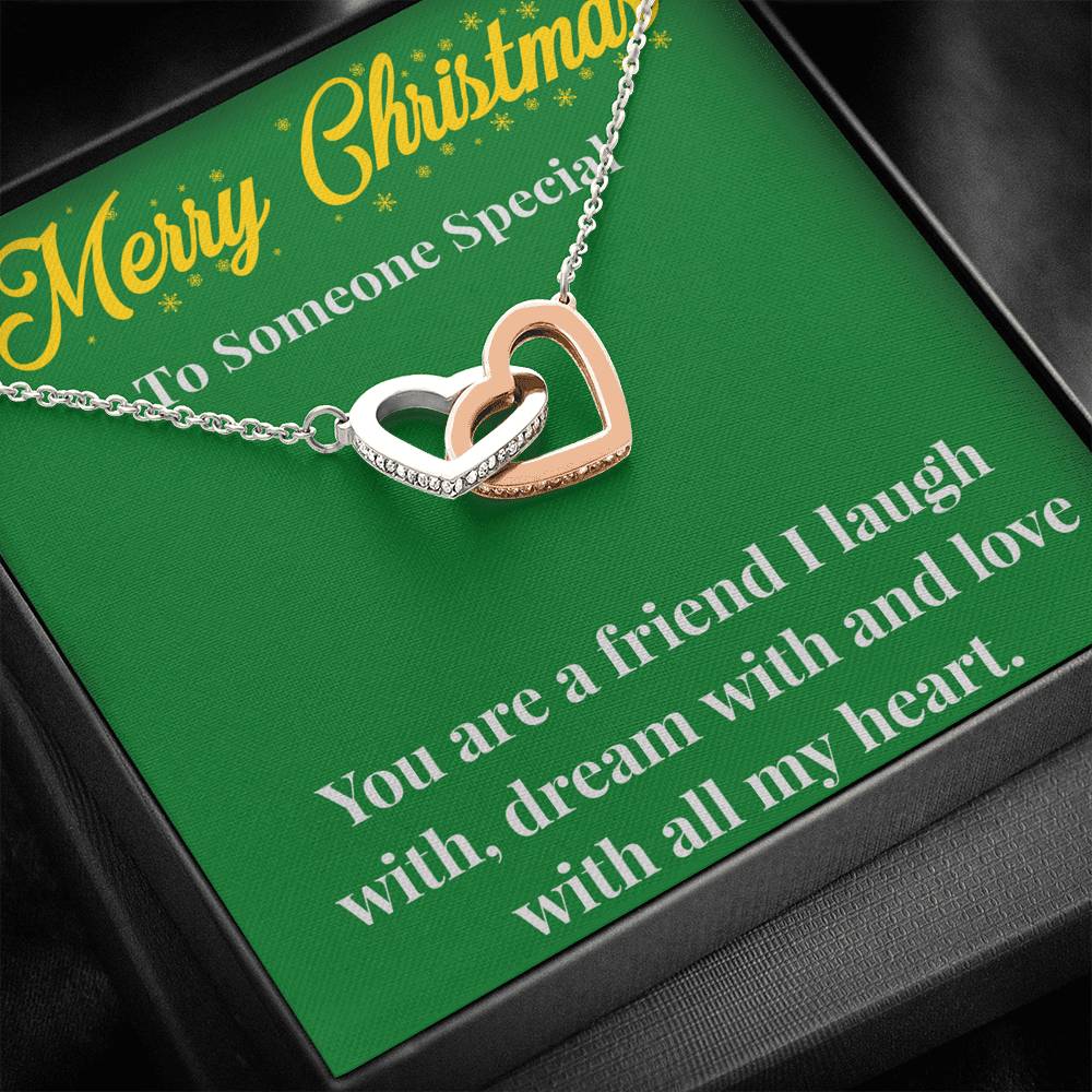 Merry Christmas To My Friend Interlocking Hearts Necklace - Gift for Friend - Necklace for A Friend