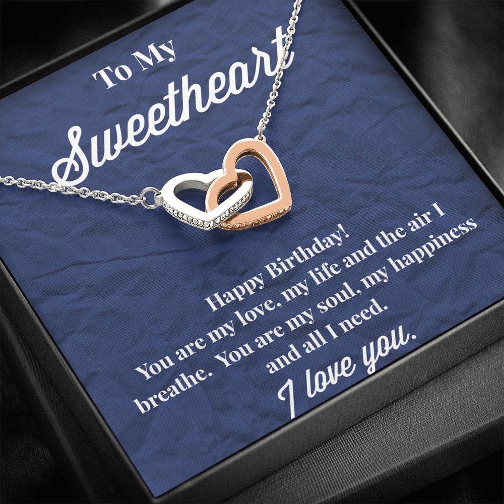 Happy Birthday To My Sweetheart Interlocking Hearts Necklace - Jewelry for Wife - Necklace for Wife