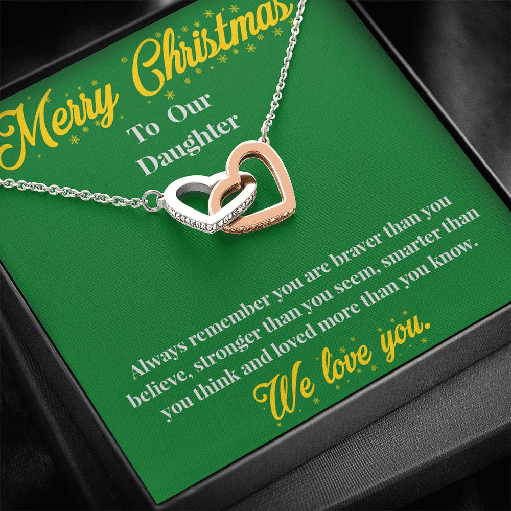 Merry Christmas to Our Daughter - Interlocking Hearts Necklace - Christmas Gift for Daughter - Necklace for Daughter