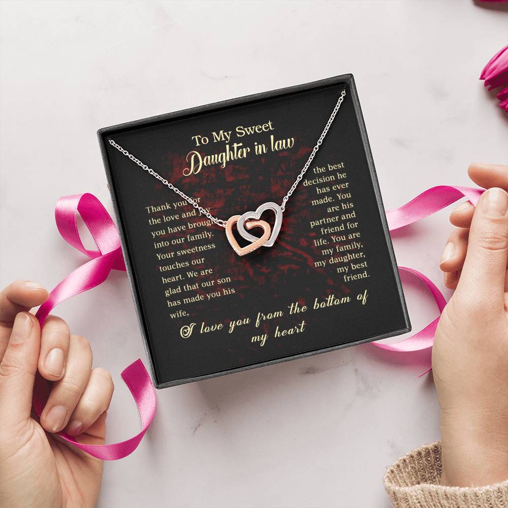 To My Sweet Daughter in Law Interlocking Hearts Necklace