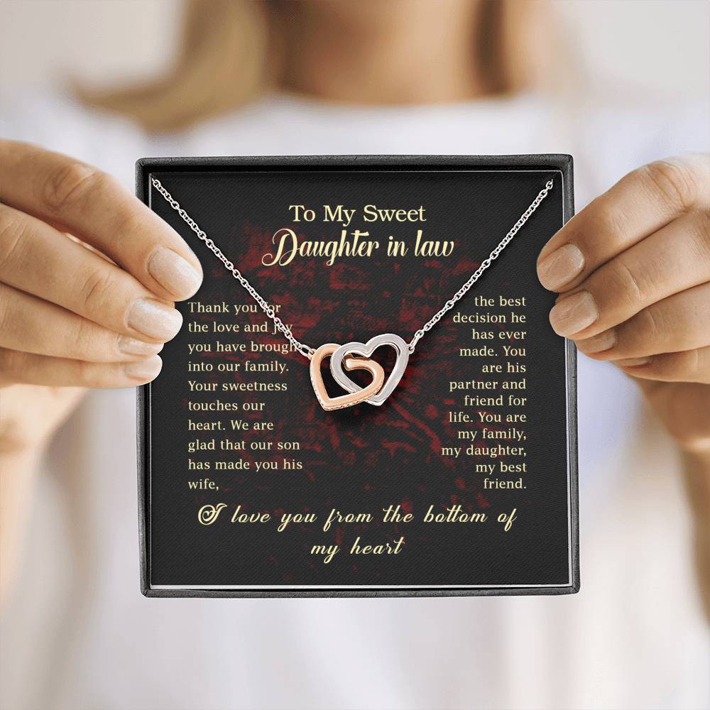 To My Sweet Daughter in Law Interlocking Hearts Necklace