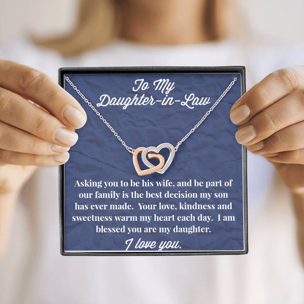 To My Daughter-in-Law Interlocking Hearts Necklace - Gift for Daughter- Necklace for Daughter-in-Law