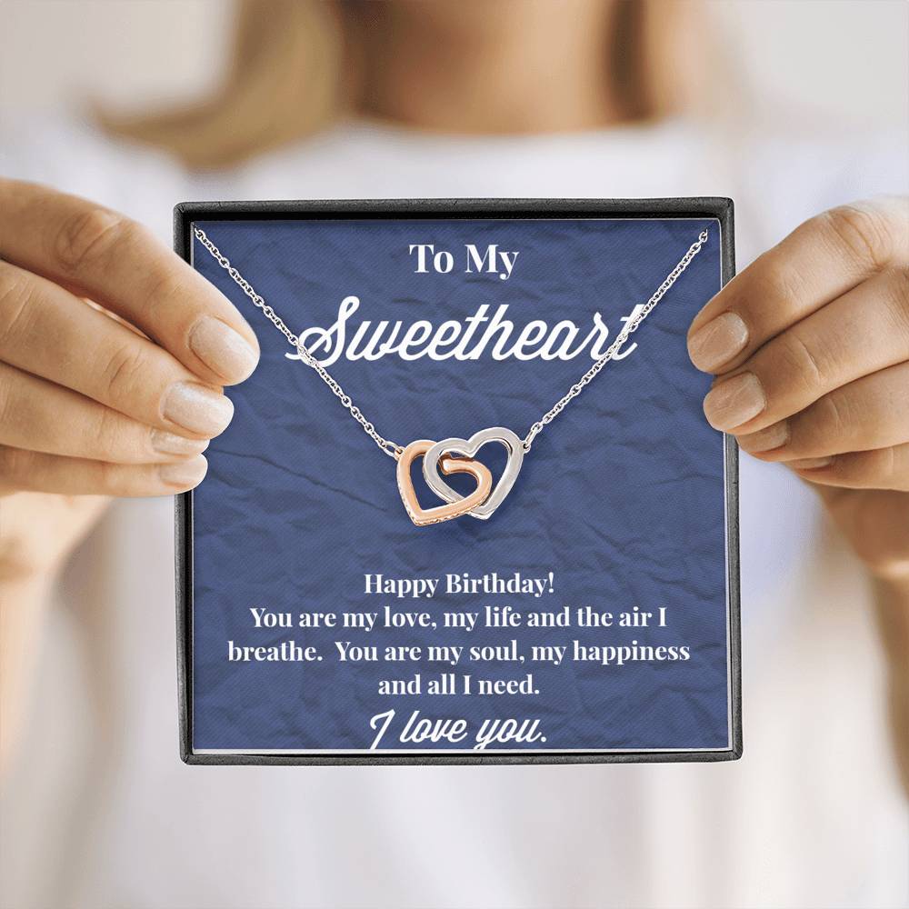 Happy Birthday To My Sweetheart Interlocking Hearts Necklace - Jewelry for Wife - Necklace for Wife
