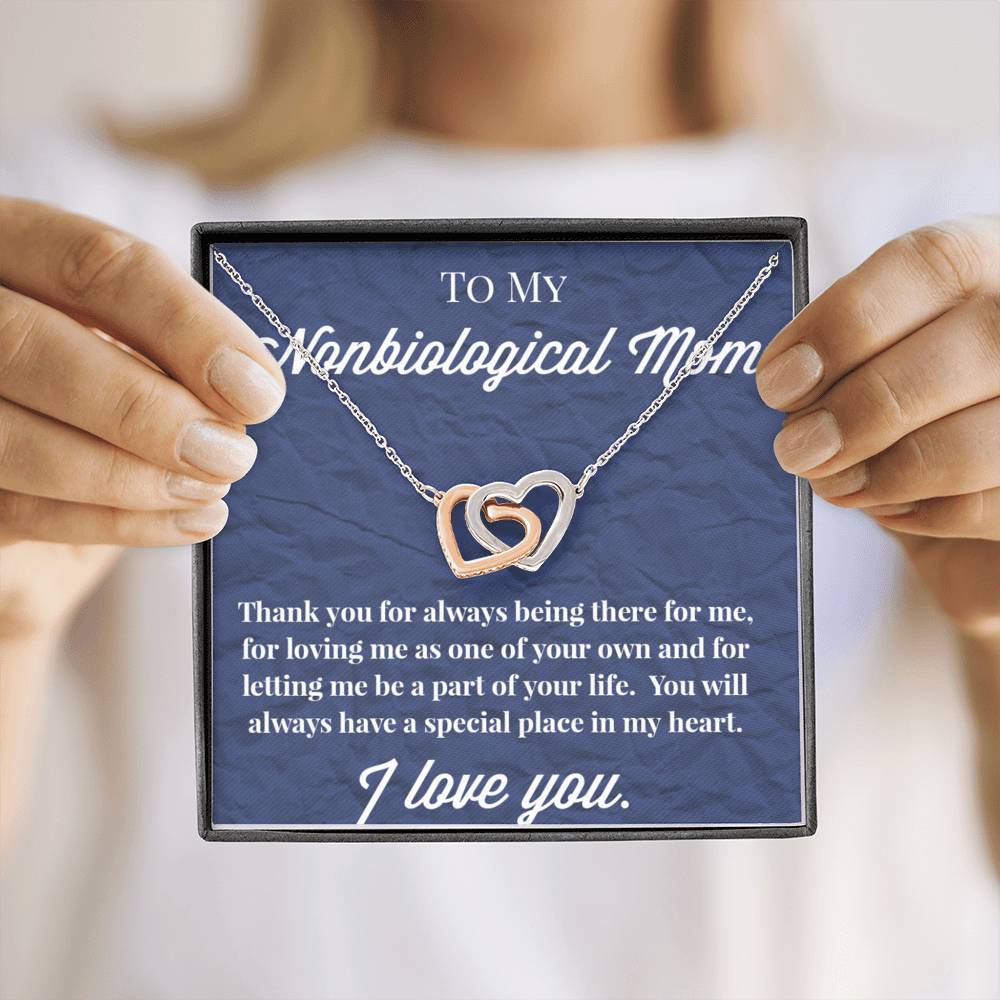 To My Nonbiological Mom Interlocking Hearts Necklace, Bonus Mom Necklace, Stepmom Necklace, Bonus Mom Jewelry