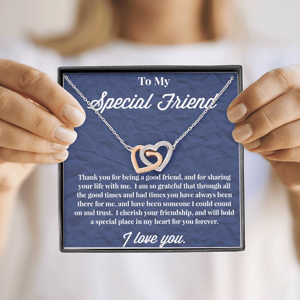 To My Special Friend Interlocking Hearts Necklace, Gift for Best Friend, Necklace for Friend