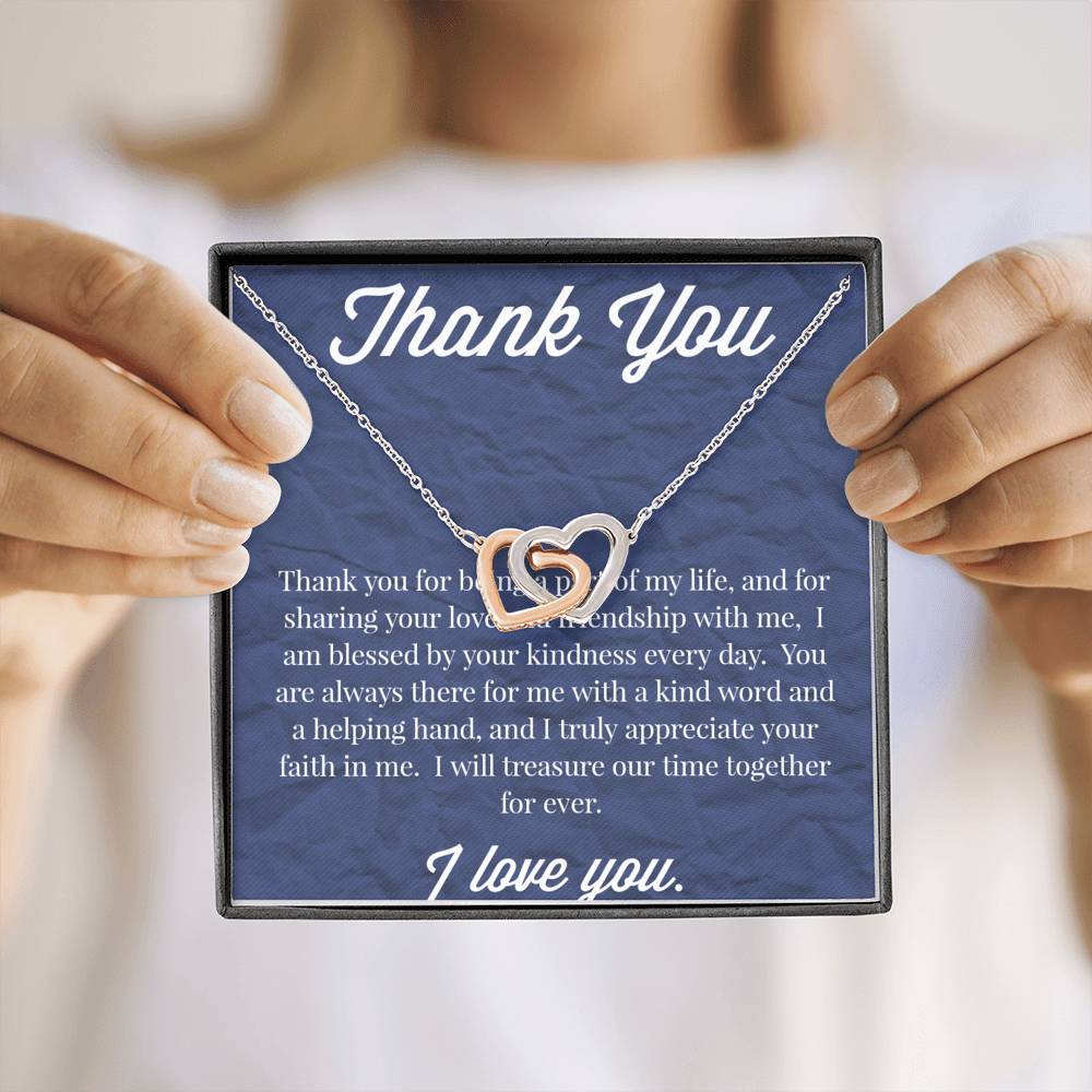 Thank You Interlocking Hearts Necklace