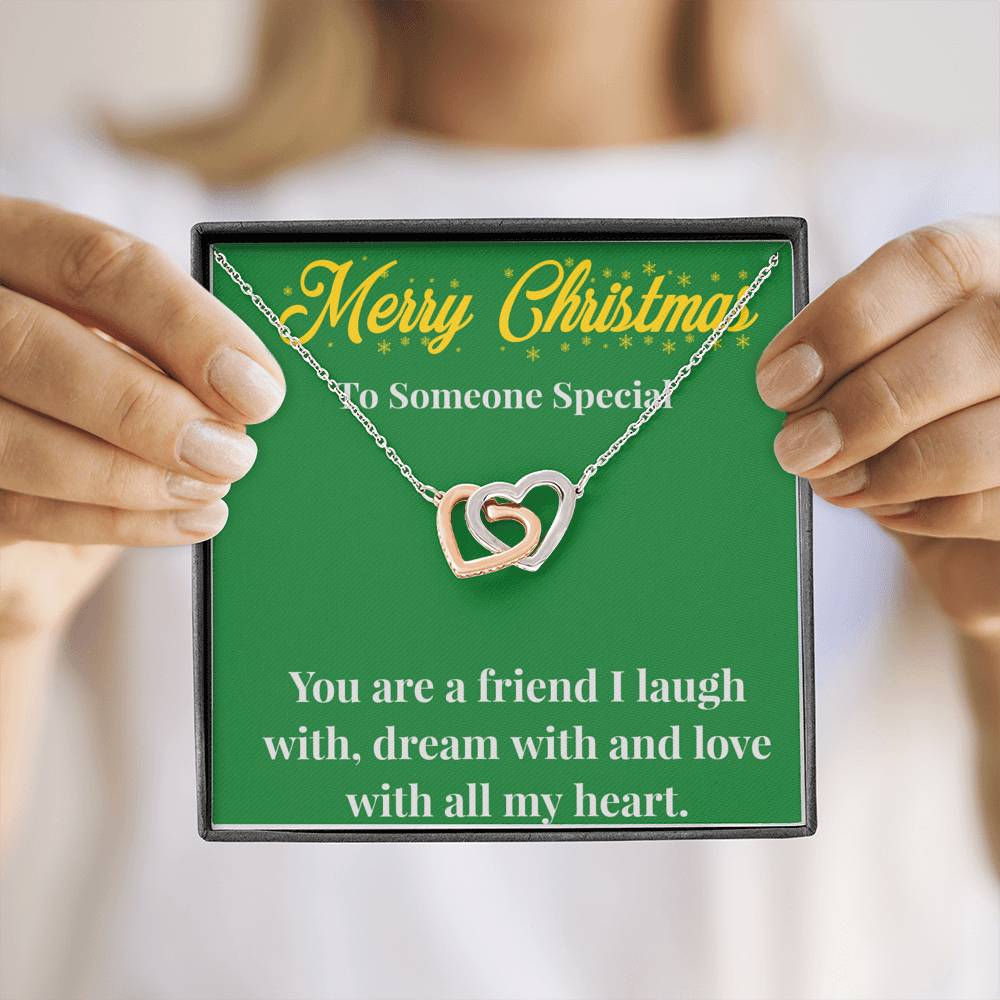 Merry Christmas To My Friend Interlocking Hearts Necklace - Gift for Friend - Necklace for A Friend