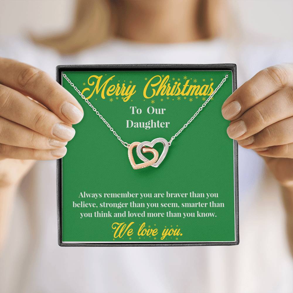 Merry Christmas to Our Daughter - Interlocking Hearts Necklace - Christmas Gift for Daughter - Necklace for Daughter