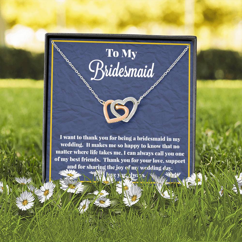 To My Bridesmaid Interlocking Hearts Necklace