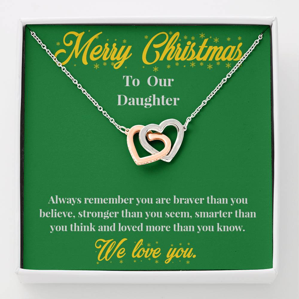 Merry Christmas to Our Daughter - Interlocking Hearts Necklace - Christmas Gift for Daughter - Necklace for Daughter