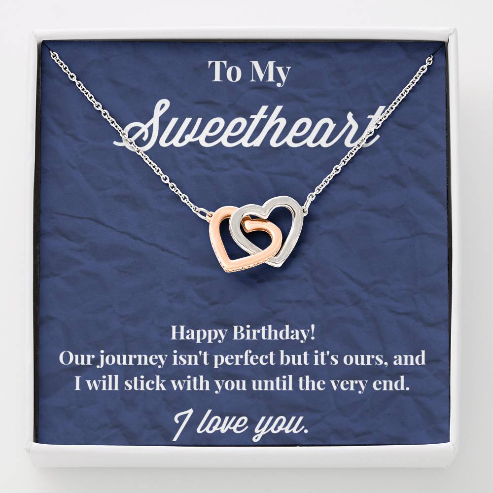 Happy Birthday To My Sweetheart Interlocking Hearts Necklace - Sweetheart Necklace - Jewelry for Wife - Necklace for Wife