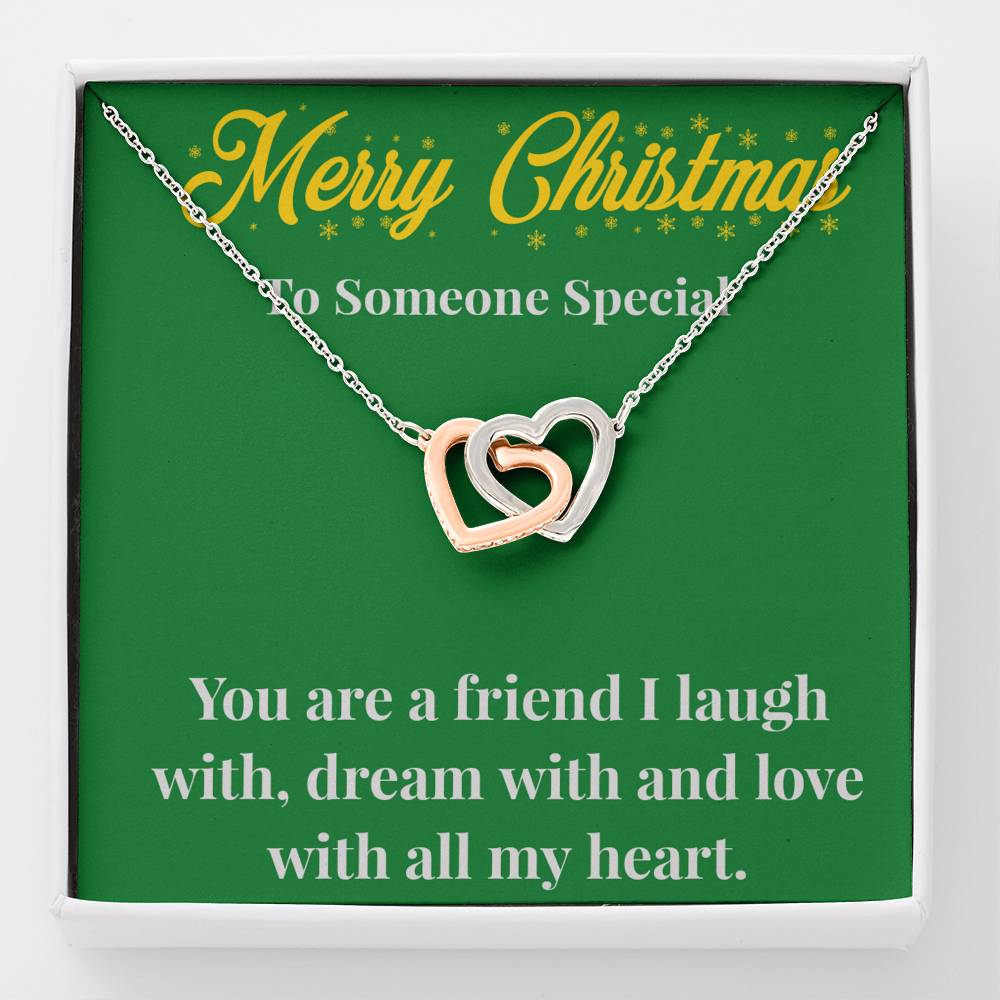 Merry Christmas To My Friend Interlocking Hearts Necklace - Gift for Friend - Necklace for A Friend